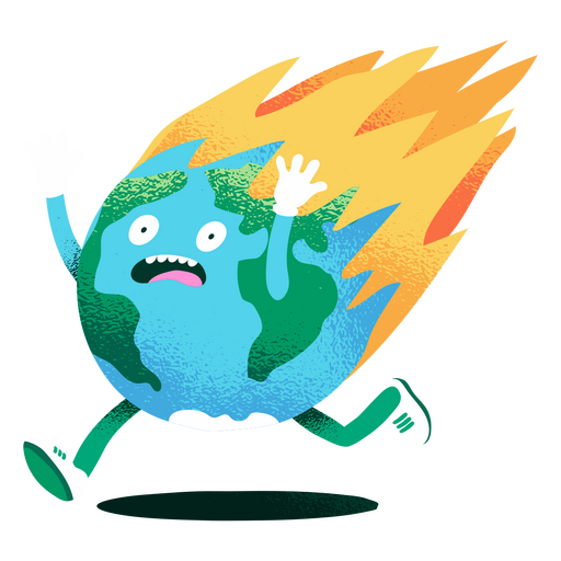Personaje de dibujos animados del calentamiento global del día de la tierra
