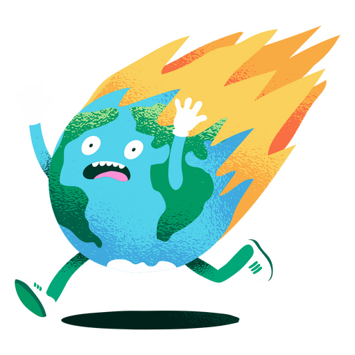 Personaje de dibujos animados del calentamiento global del día de la tierra Diseño PNG