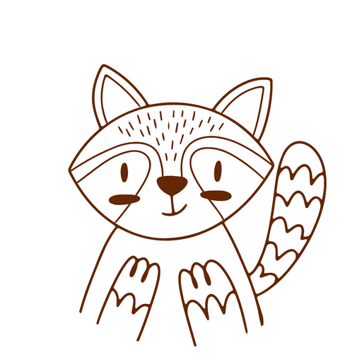 Cute raccoon forest stroke animal PNG Design