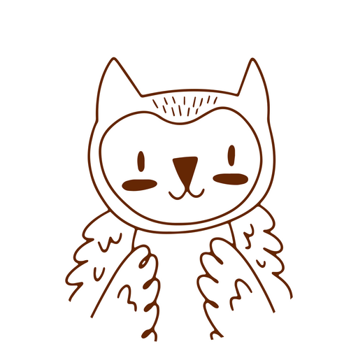 Cute owl forest stroke animal PNG Design