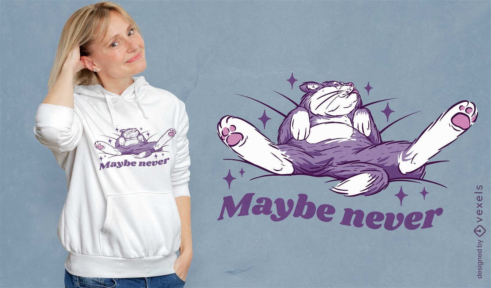 Talvez nunca design de camiseta de gato preguiçoso
