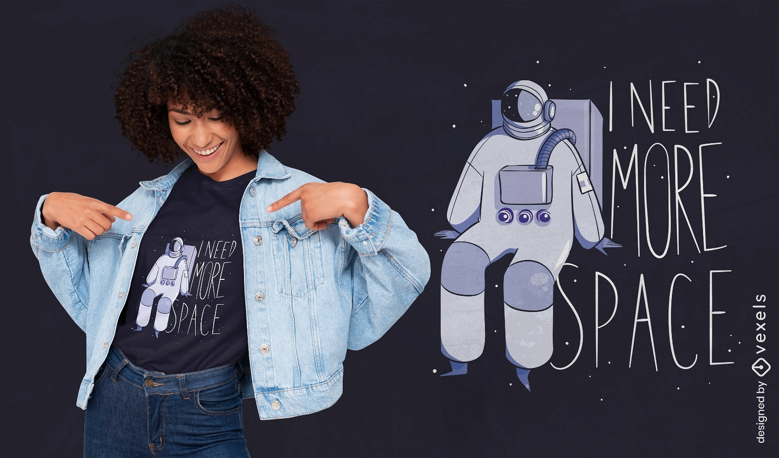 Benötigen Sie mehr Raumastronauten-Zitat-T-Shirt-Design