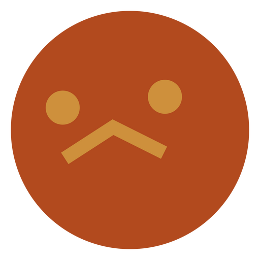 Círculo laranja com um rosto triste nele Desenho PNG