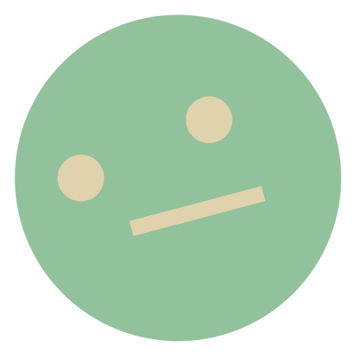 Círculo verde com um rosto triste Desenho PNG