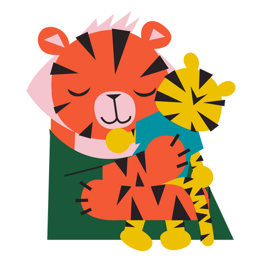 Cute tiger with stuffed toy PNG Design