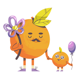 Father's day cute oranges characters PNG Design