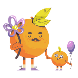 Lindos personajes de naranjas del día del padre. Diseño PNG