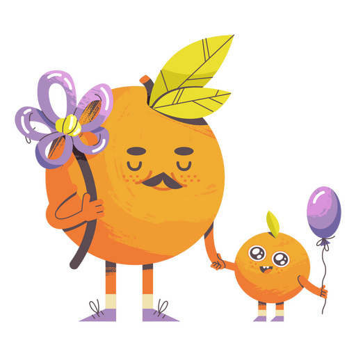 Father's day cute oranges characters PNG Design