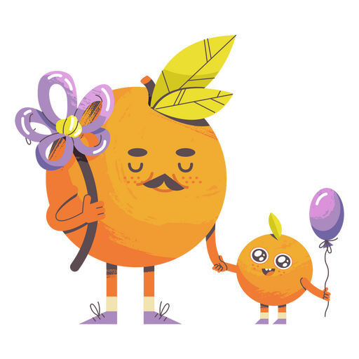Lindos personajes de naranjas del d?a del padre. Diseño PNG