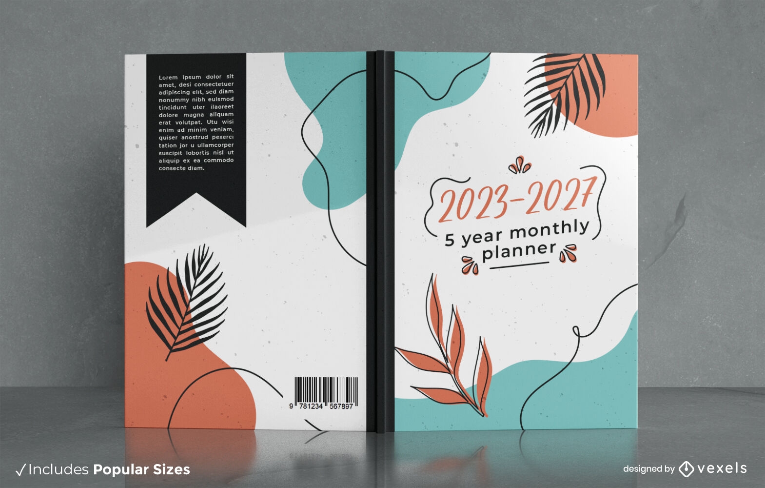 Abstract nature planner book cover design