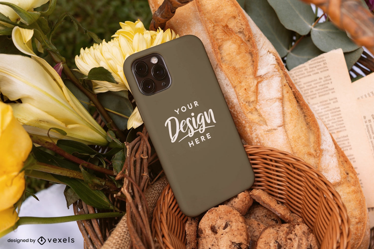 Picnic phone case mockup design
