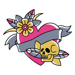 Elementos tradicionales del tatuaje del corazón. Diseño PNG