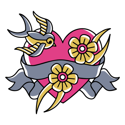 Tatuaje de corazón tradicional Diseño PNG