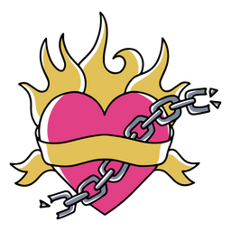 Heart and chain tattoo PNG Design