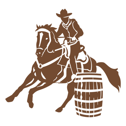 Cowboy horse ride barrel cut out PNG Design