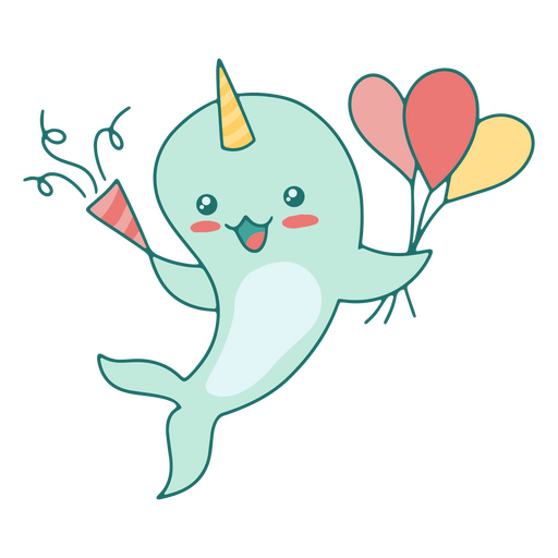 Narwhal cumpleaños kawaii animal Diseño PNG