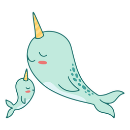 Narwal Baby kawaii Tier PNG-Design