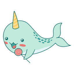 Piruleta de narval kawaii animal Diseño PNG