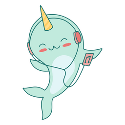 Narwhal music kawaii animal PNG Design