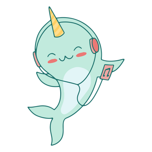 Narwhal music kawaii animal PNG Design