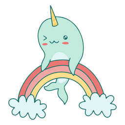 Narwhal rainbow kawaii animal PNG Design
