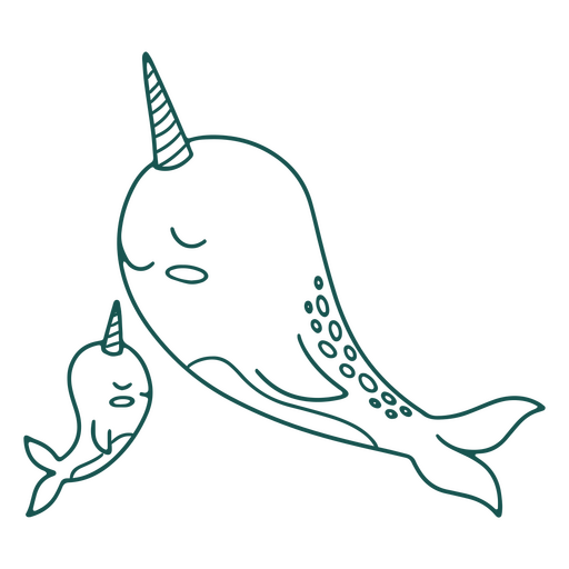 Curso de animal bebê Narval Desenho PNG