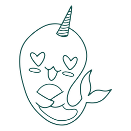 Narwal liebt Tierschlag PNG-Design