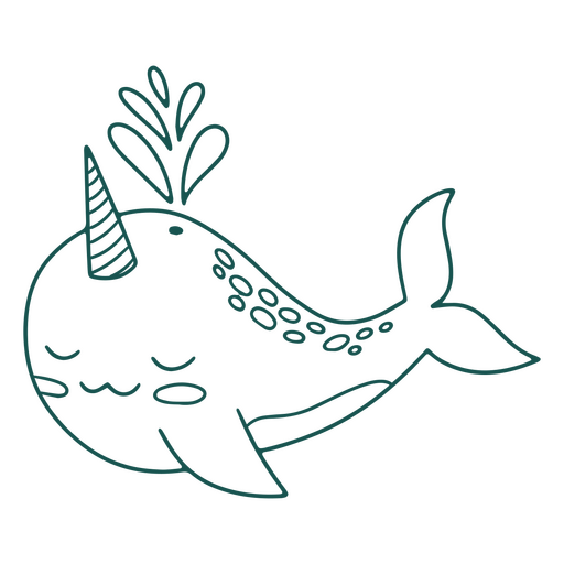Curso de animal marinho de Narval Desenho PNG