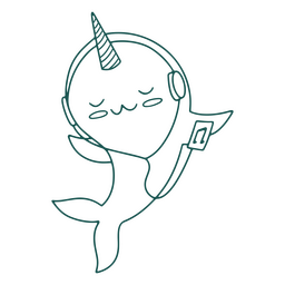 Golpe de animal de música narval Diseño PNG