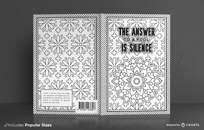 Diseño de portada de libro de mandalas y flores.