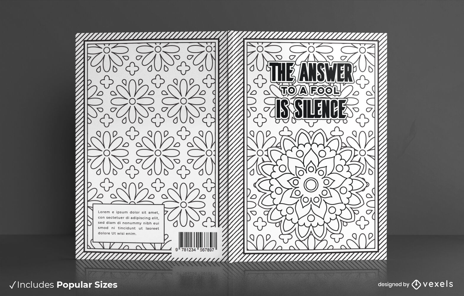 Design de capa de livro de mandalas e flores