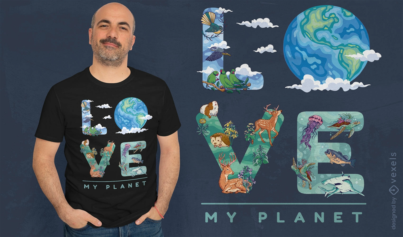 Amo meu design de camiseta de ecologia do planeta