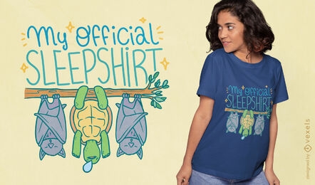 Turtle and bats sleeping t-shirt design