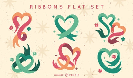 Heart shaped ribbons set