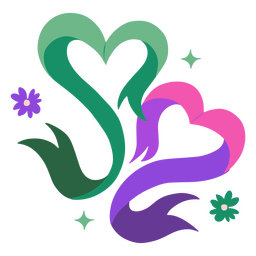 Cintas de corazones de flores brillantes Diseño PNG