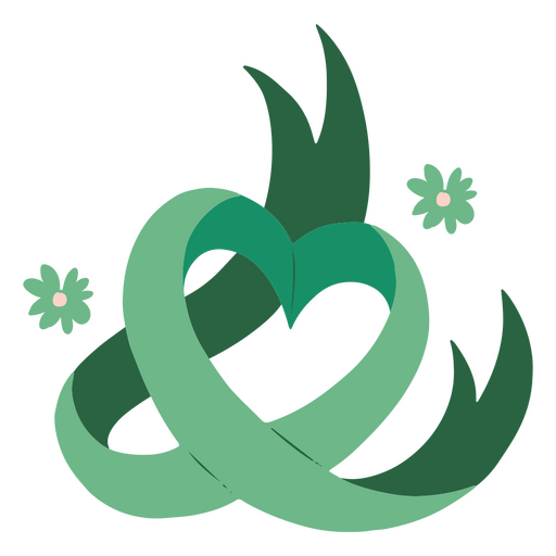 Fita de coração de flor verde Desenho PNG