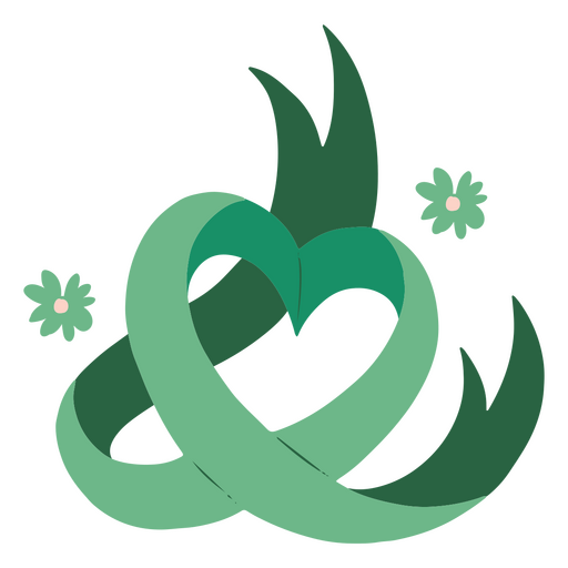 Flower heart green ribbon PNG Design
