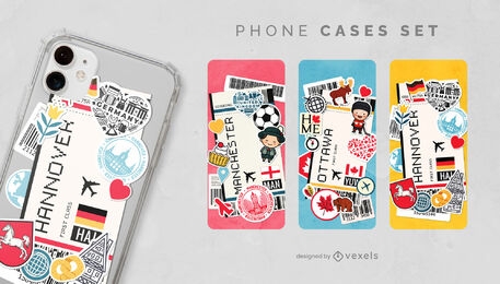Boarding passes travelling phone cases set