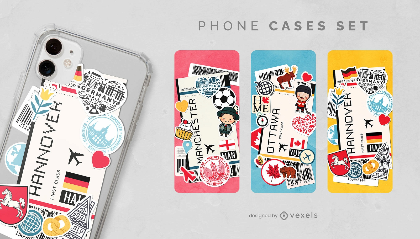 Boarding passes travelling phone cases set