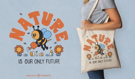Design de sacola de citação de abelha do dia da terra