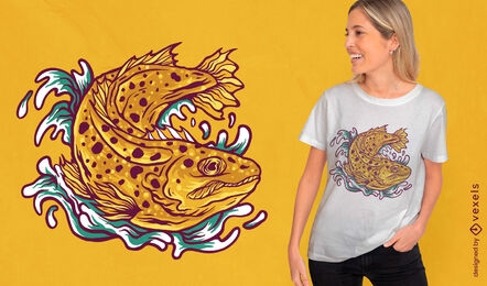 Animal de mar de peixe em design de t-shirt de água