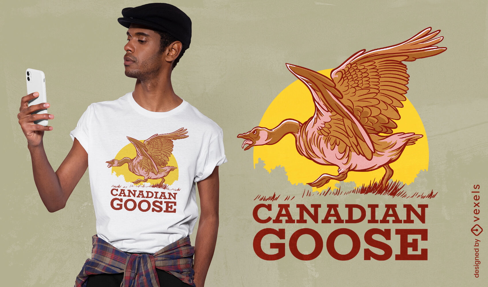 Diseño de camiseta de animal de ganso canadiense.