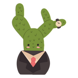 Cool cactus watch cute character Transparent PNG