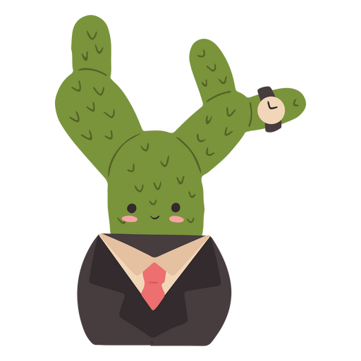Coole Kaktusuhr niedlicher Charakter PNG-Design