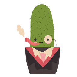 Cool cactus smoking cute character Transparent PNG
