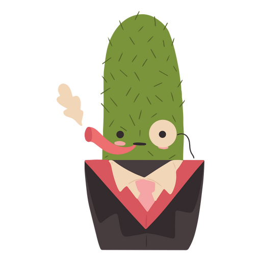 Cool cactus fumando lindo personaje Diseño PNG