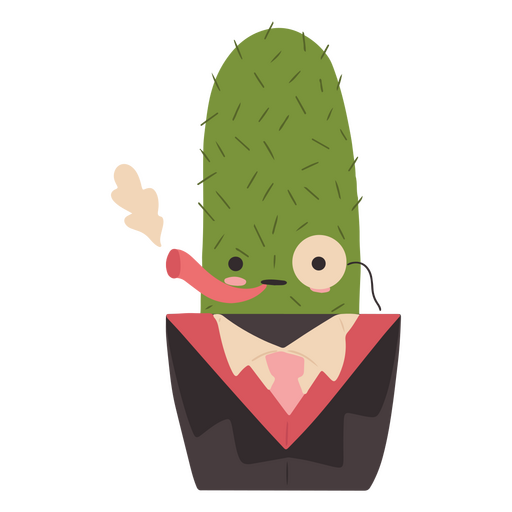 Cooler Kaktus, der niedlichen Charakter raucht PNG-Design