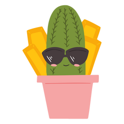 Personagem fofo de cacto de barra de ouro legal Desenho PNG