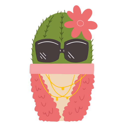 Cool flower cactus cute character PNG Design