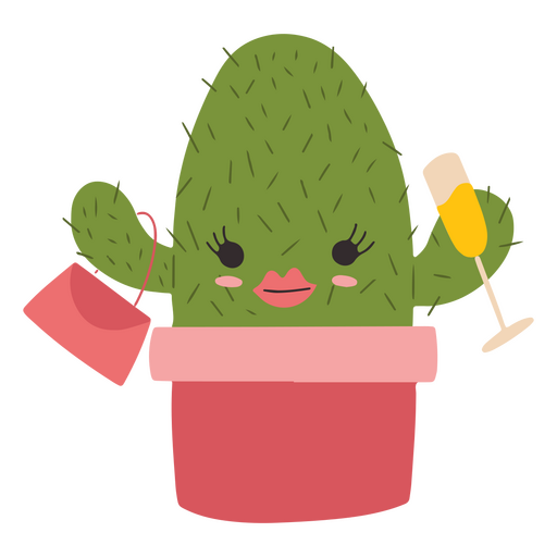 Cool make up cactus cute character PNG Design